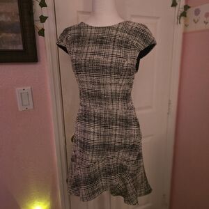 City Studio Black and White Checkered Mini Dress